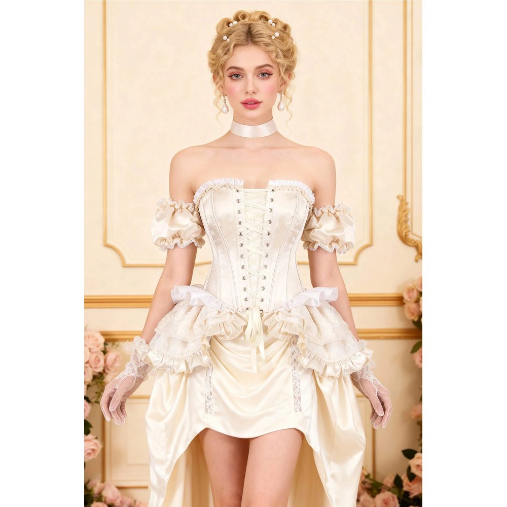 Attitude Corsets - Evalie Cinderella Rococo Vollbrust Korsett - Elfenbeinfarben